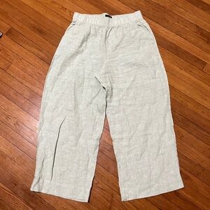 Tahari Tan 100% Linen Wide Leg Pants Women’s Large
